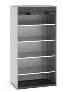 Bott cubio cupboard with lockable roller shutter door - 1050mm wide x 650mm deep x 2000mm high.   Ideal for areas with limited space for door opening, this cupboard is supplied with 4 x 100kg capacity shelves. ... Bott Cupboards with Roller Shutter Doors | Roller Shutter Cupboards Cubio range